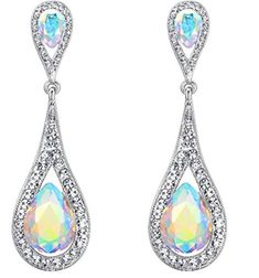 "PAIR Long Silver Iridescent Teardrop Wedding Prom Gauges Plugs 8mm 0g 10mm 00g 7/16\" 11mm 1/2\" 12mm 9/16\" 14mm 5/8\" 16mm 11/16\" 19mm 3/4\" ASK ME ABOUT DIFFERENT COLORS! 2.7\" Long 0.8\" Across (widest section) FOR GAUGES/STRETCHED EARLOBES: All styles come with internally threaded (screw on/off) double flare tunnels. You also have the option to add an o-ring (for $1) that can be worn with the screw on/off flares for extra security that can help with possible sagging, or by themselves with Wedding Plugs, Gauged Earrings, Plugs Earrings, Gauges Plugs, Cubic Zirconia Earrings, Zirconia Earrings, Floral Earrings, Gold Pearl, Post Earrings