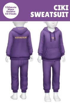 two purple sweatsuits with the words, ultimate guide to sweatsuit