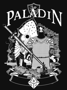 a black and white poster with the words paladin on it