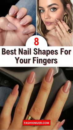 Find the perfect nail shape for your style with our guide to the 8 best nail shapes. From almond to coffin, these flattering shapes will enhance your manicure and complement your fingers beautifully. #NailShapes #ManicureTips #NailCare #NailStyling #BeautyTips What Nail Shape Is Best For Me, Best Nail Shape For Short Fingers, Nail Shapes For Hand Types, Round Fingernails, Wide Nails Bed Shape, Best Nail Shape For Chubby Hands, Different Shape Nails, Best Nail Shape For Your Hands, Nail Styles Shapes