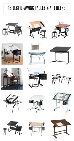 various tables and desks are shown with the words best drawing tables and art desks