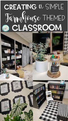 the classroom is decorated in black and white