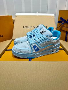 LUV Blue Trainer Sneakers Available size 38-46It comes with a Dust box, Care manual, Tag, and Paper bag. Contact for more Details Louis Vuitton Sneakers, Blue Trainers, Shoes Sneakers Jordans, Lv Shoes, Bottega Veneta Shoulder Bag, Trainer Sneakers, Lowest Price, Clothing And Shoes, Paper Bag