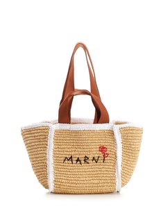 "Sillo" small tote bag in raffia-effect macramé mesh from Marni, with gusset design, short and long ribbon handles, Marni logo on the front, unlined with internal pocket. Designer Straw Shoulder Bag For Shopping, Cream Top Handle Straw Bag For Shopping, Top Handle Bags With Rolled Handles For Market, Straw Crochet Bag For Shopping, Basket-shaped Crochet Shopping Bag, Crochet Bag With Braided Double Handles For Shopping, Designer Beige Crochet Shopping Bag, Cream Double Handle Straw Bag For Shopping, Straw Bag With Braided Handles For Shopping