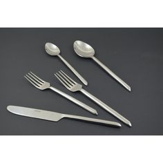 a set of silverware with spoons and forks