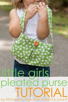 Pleated Purse, Sac Diy, Purse Tutorial, Sewing Purses, Girls Purse, Girls Handbags