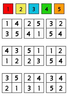 the four squares are numbered in different colors and numbers, with one on each side