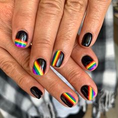 Pride Nails, Rainbow Nails Design, Rainbow Nail, Mens Nails, Rainbow Nails, Makati, Easy Nail Art, Us Nails, Nail Polishes