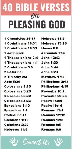 a poster with the words 40 bible verses on pleasing god