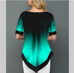 Shirt Blouse Fashion Large Size Tops Women Casual V Neck Shirt Ladies Loose Floral Print Tunic Shirt Green Half Sleeve Blouse For Summer, Green Printed Half Sleeve Blouse, Green Printed Crew Neck Blouse, Green Printed Half Sleeve Tops, Casual Green Tunic Blouse, Fitted Multicolor Tunic Top, Fitted Green Tunic Tops, Green Bohemian Blouse Piece For Summer, Chiffon Dress Pattern