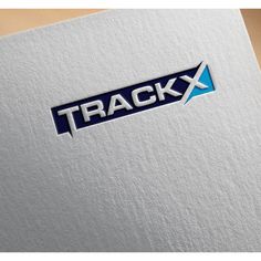 the logo for trackx is shown in blue and white