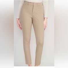 Nwt Old Navy Pixie High Rise Khaki Pants Secret Slim Pockets 2 Front Pockets 2 Back Pockets Size 4 Mid-rise Neutral Workwear Pants, Mid-rise Neutral Pants For Work, Neutral Mid-rise Pants For Workwear, Fitted Khaki Bottoms For Office, Fitted Taupe Bottoms For Workwear, Taupe Fitted Bottoms For Fall, Fitted Taupe Pants For Fall, Olive Green Jeans, Womens Chinos