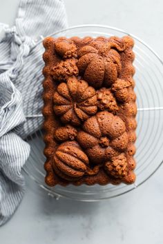 a cake sitting on top of a glass plate