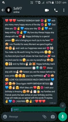 an image of someones text message on their cell phone with emoticions all over it