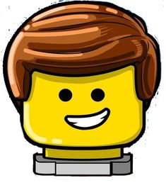 a yellow lego head with brown hair