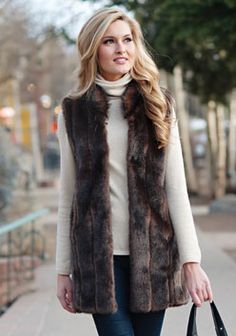 Sable Every-Wear Faux Fur Vest Brown Fur Vest Outfit, Fur Vest Outfit, Vest Outfit Women, Brown Fur Vest, Fur Outfit, Latina Outfit, Fur Gilet