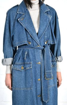 Denim Trench Coat, Illustration Fashion Design, Fashionista Clothes, Fashion Attire, Coat Design, Lace Fashion, Fashion Line, Denim Coat, Denim Outfit