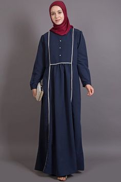 Buy Polycrepe Solid Abaya in Navy Blue Muslim Fashion Modern, Crepe Abaya, Lace Abaya, Islamic Clothing Abayas, Abaya Online, Casual Abaya, Classic Wear, Muslim Fashion Hijab, Navy Blue Fabric