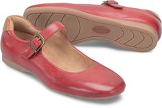 Beautiful leathers give our Kaylee flat a special touch, and the flexible slip-resistant outsole will bring you there with comfort and confidence. Casual Slip-on Flats With Red Sole, Slip-on Flats With Red Sole And Round Toe, Casual Flats With Red Sole, Slip-on Flats With Red Sole, Closed Toe, Comfortable Red Closed Toe Flats, Casual Red Flats With Leather Sole, Red Slip-on Flats With Rubber Sole, Casual Leather Flats With Ortholite Insole, Red Round Toe Flats With Rubber Sole