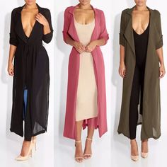 Longline Outfit, Long Sleeve Chiffon Outerwear For Spring, V-neck Outerwear For Office Wear In Spring, Elegant Summer Button-up Cardigan, Elegant Summer Outerwear For Office, Summer Workwear Cardigan With Long Sleeves, Trendy Summer Outerwear For The Office, Pink V-neck Outerwear For Summer, Pink V-neck Summer Outerwear