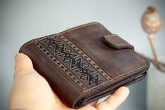 Dark-brown leather Boho Wallet, leather wallet women's, Leather Mini Wallet, Leather Wallet Men's, Minimalist Wallet, Handmade Genuine Leather Wristlet Wallet Are you tired of bulky, boring wallets that limit your style? Upgrade your accessory game with our all-new leather wallet, the perfect combination of elegance and practicality. ✔️Functions: - high quality genuine leather - author's ornament - functionality and durability - 3.6 in x 4.3 in  - in a gift box (box, ribbon) ✔️ Genuine leather. Crafted from the highest quality goat leather, our wallet showcases natural beauty and durability. The leather on the outside of the wallet has a vintage look. Goatskin is considered to be the ideal leather for leather goods as it is not bulky but durable. This high quality material provides durabil Handmade Leather Wallets For Everyday Carry, Handmade Brown Wallet For Everyday Carry, Handmade Brown Wallet For Daily Use, Brown Wallet With Coin Pocket For Everyday Carry, Handmade Leather Travel Wallets, Handmade Leather Wallet For Daily Use, Handmade Leather Wallets For Daily Use, Handmade Brown Leather Wallet, Handmade Leather Bifold Bag