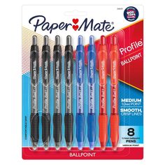 paper mate ballpoint pens in assorted colors, 8 ctr / pk