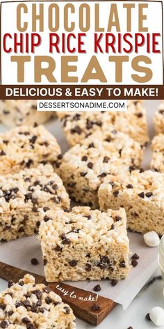 chocolate chip rice krispie treats are delicious and easy to make with only 3 ingredients