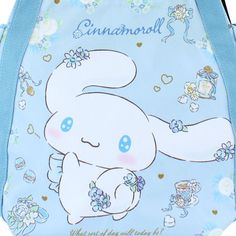 Printed Tote Bag is released in Japan Today~! A tote bag that is not only cute but also easy to use☆ A lively and fun design that makes you feel good just by looking at it ★Large capacity type that can be used for short trips, the gym, or as a mother's bag♪ Size: Approx. width 50 x depth 25 x height 32 cmHandle length: approx. 56 cm MaterialL polyester Detail: ●Magnetic hook closure●Inside: 1 hanging zipper pocket, 3 hanging open pockets●Outside: 2 side pockets Photo credit: Sanrio Japan Cute Kawaii Style Standard Backpack, Playful Cute Backpack Bag, Playful Cute Backpack, Playful Cute Design Backpack, Kawaii Blue Shoulder Bag, Cute Standard Backpack, Blue Kawaii Bag With Cute Design, Cute School Bag With Bunny Design, White Cute Design Standard Backpack