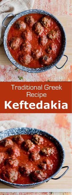 traditional greek recipe keftedka with meatballs