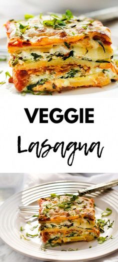 lasagna casserole with cheese and herbs on top