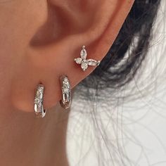 Star Celestial Silver Hoop Earrings – ANETT Silver Hoop Earring Stack, White Gold Earring Stack, Silver Ear Stack Aesthetic, Silver Earrings Stack, Silver Huggie Earrings, Star Celestial, Small Silver Hoop Earrings