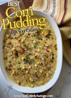 the cover of best corn pudding with sour cream