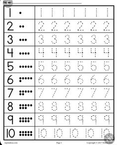 the worksheet for writing numbers to 10 is shown in black and white, with dots