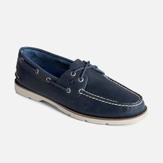 Sperry Men’s Leeward Boat Shoe Size 10m Nwot Casual Blue Plain Toe Boat Shoes, Classic Blue Boat Shoes With Rubber Sole, Classic Navy Boat Shoes With Round Toe, Top Sider Shoes, Mocassin Shoes, Sperry Loafers, Sperry Men, Plaid Shoes, Mens Leather Loafers