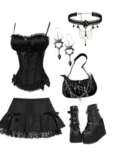 E Girl Outfits, Goth Outfit, Alt Outfits, Rock Outfit, E Girl, 2000s Fashion Outfits, Swaggy Outfits, Gothic Outfits, Goth Outfits