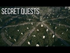 the words secret quests are in front of a photo of many graves and trees