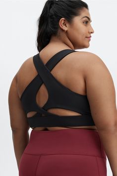 No-Bounce High Impact Sports Bra Fabletics black female Activewear >> Womens >> Sports Bras >> Sports Bra >> High Impact plus Running/Training 4-Way Stretch/Moisture-Wicking/Removable Bra Cups/Strappy/UPF Protection The high-impact support you need Black Activewear With Built-in Padding, Black Sweat-resistant Activewear For Workout, Compressive Activewear With Arch Support For Workout, Black Mesh Back Activewear, Black Mesh Back Sportswear Activewear, Black Activewear For Workout With Medium Support, Black Sports Activewear With Built-in Padding, Black Activewear With Mesh Back, Black Athletic Fit Activewear For Sports