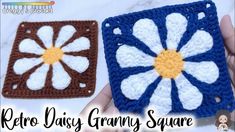 Daisy Granny Square Tutorial, Retro Daisy Granny Square, Granny Squares Tutorial, Granny Square Easy, Daisy Granny Square, Crochet Retro, Crochet Granny Square Tutorial, Granny Square Tutorial, Ideas Para Tejer