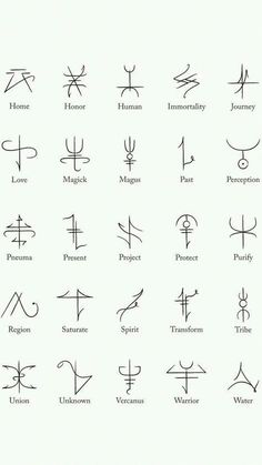 the symbols for different types of zodiacs and their meanings are shown in black ink