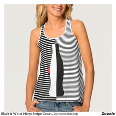 Black & White Micro Stripe Coca-Cola Racerback Tank Top, Dressed Down, Racerback Tank