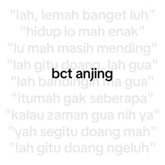 the words bct anjung written in black on a white background