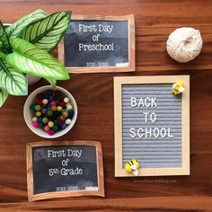 the first day of school is back to school with candy and crayons on the desk