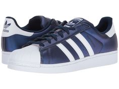 adidas Superstar Originals Men's Classic Shoes Blue/White/White Three Stripes Lace-up Skate Shoes, Leather Lace-up Skate Shoes With Three Stripes, Synthetic Lace-up Skate Shoes With Three Stripes, Synthetic Sneakers With White Sole And Three Stripes, Low-top Streetwear Sneakers With Side Stripes, Leather Lace Up Shoes, White Shoes Men, Adidas Athletic Shoes, Adidas Originals Superstar