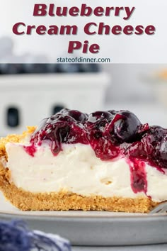 a blueberry cream cheese pie on a plate