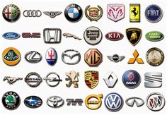 many different car emblems are shown in this image, and there is no image to describe