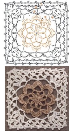 crocheted doily with two different designs