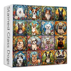 a puzzle box with many different dogs on it's front and side panels in the middle