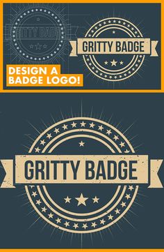 two grungy badges with the words gritty badge and an image of a starbu