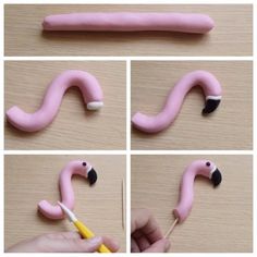 the process of making a fake pink flamingo