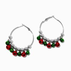 Claire's Christmas Bells 50MM Hoop Earrings Crown Hair Clip, Sensitive Ears Earrings, Piercing Kit, Flower Crown Hairstyle, Word Bracelet, Jewelry Words, Bags For Teens, Fashionable Jewelry, Christmas Earrings